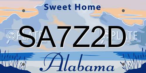 SA7Z2D Alabama License Plate