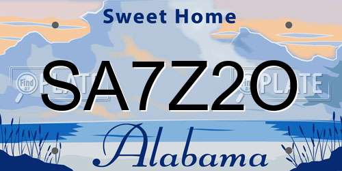 SA7Z2O Alabama License Plate