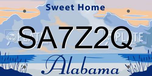 SA7Z2Q Alabama License Plate