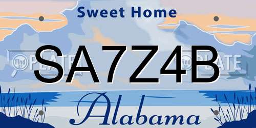 SA7Z4B Alabama License Plate