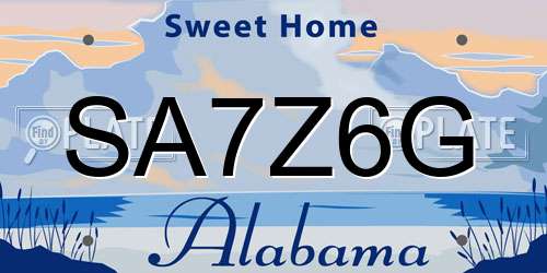 SA7Z6G Alabama License Plate
