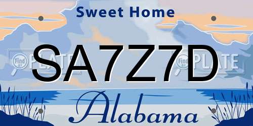 SA7Z7D Alabama License Plate