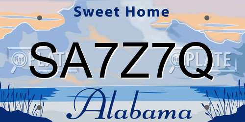 SA7Z7Q Alabama License Plate