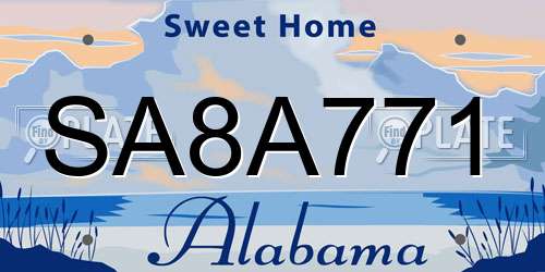 SA8A771 Alabama License Plate