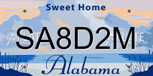 SA8D2M Alabama License Plate