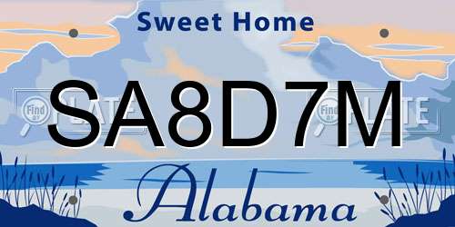 SA8D7M Alabama License Plate
