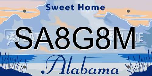 SA8G8M Alabama License Plate