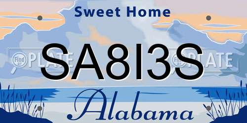 SA8I3S Alabama License Plate