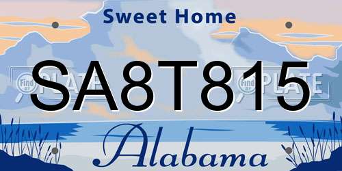SA8T815 Alabama License Plate