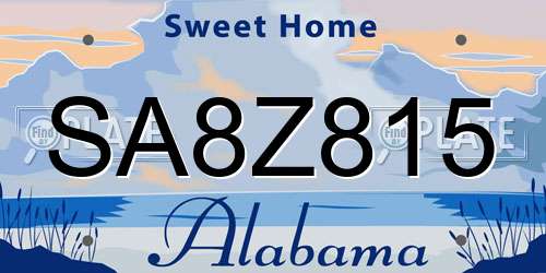 SA8Z815 Alabama License Plate