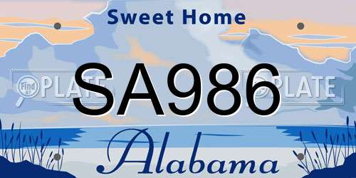 SA986 Alabama License Plate