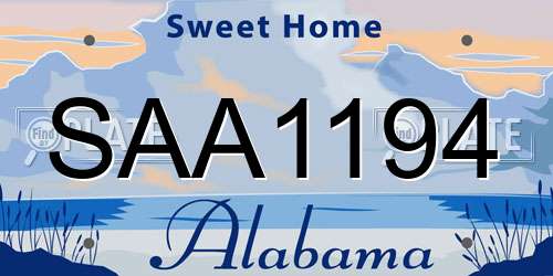 SAA1194 Alabama License Plate