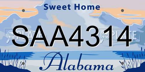 SAA4314 Alabama License Plate