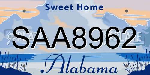 SAA8962 Alabama License Plate