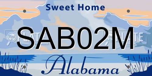 SAB02M Alabama License Plate