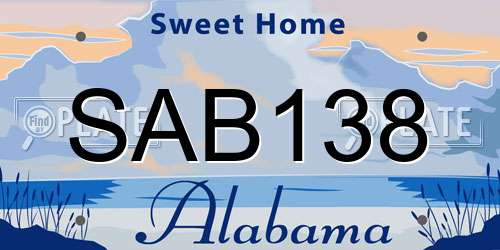 SAB138 Alabama License Plate