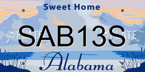 SAB13S Alabama License Plate