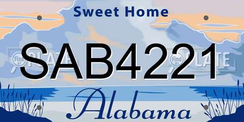 SAB4221 Alabama License Plate