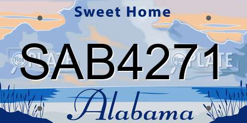SAB4271 Alabama License Plate