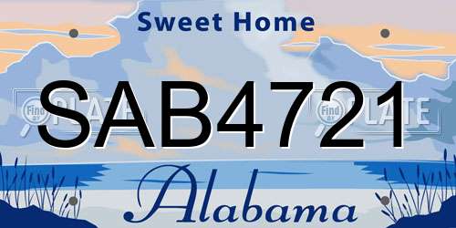 SAB4721 Alabama License Plate