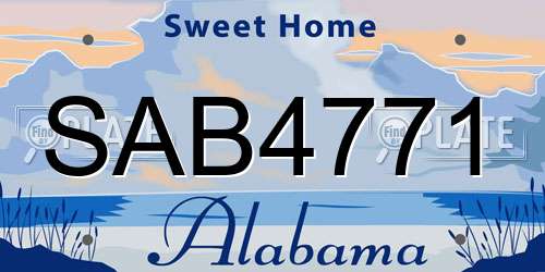 SAB4771 Alabama License Plate