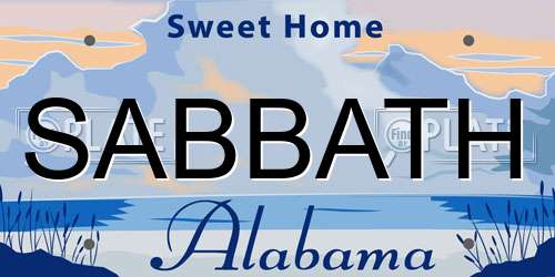 SABBATH Alabama License Plate