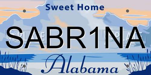 SABR1NA Alabama License Plate