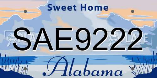 SAE9222 Alabama License Plate