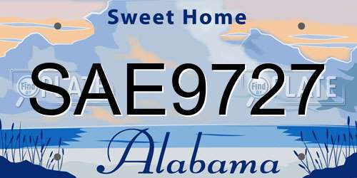 SAE9727 Alabama License Plate
