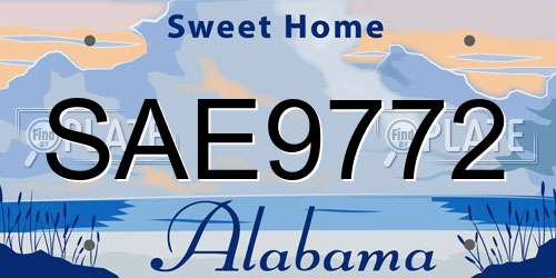 SAE9772 Alabama License Plate