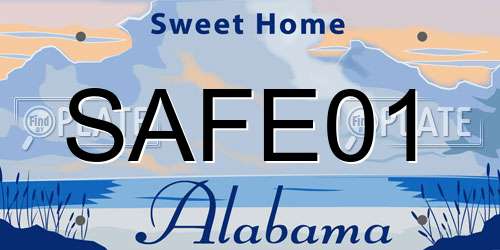 SAFE01 Alabama License Plate