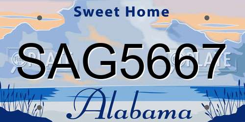 SAG5667 Alabama License Plate