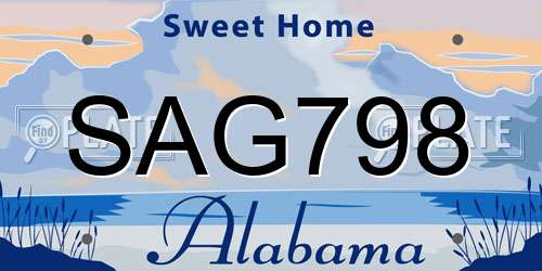 SAG798 Alabama License Plate