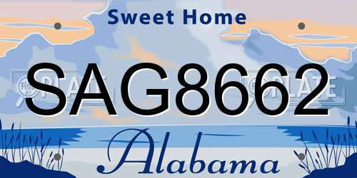 SAG8662 Alabama License Plate