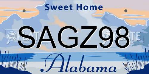 SAGZ98 Alabama License Plate