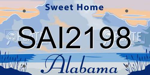 SAI2198 Alabama License Plate