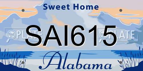 SAI615 Alabama License Plate