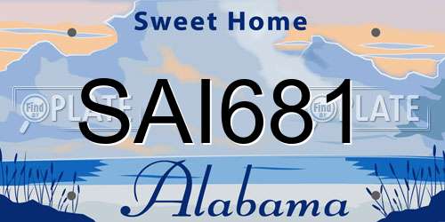 SAI681 Alabama License Plate