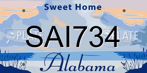 SAI734 Alabama License Plate