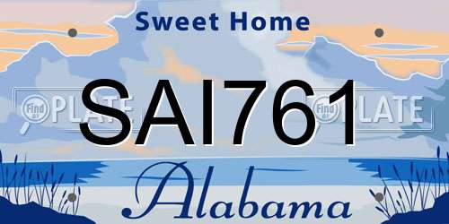 SAI761 Alabama License Plate
