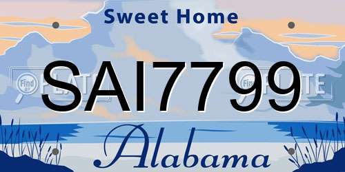 SAI7799 Alabama License Plate