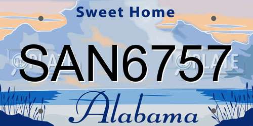 SAN6757 Alabama License Plate