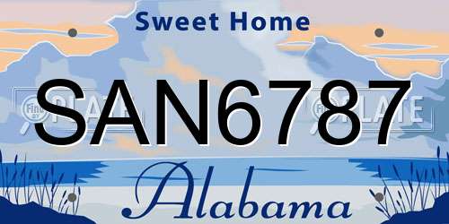 SAN6787 Alabama License Plate