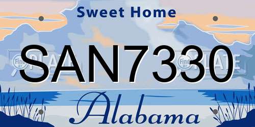 SAN7330 Alabama License Plate