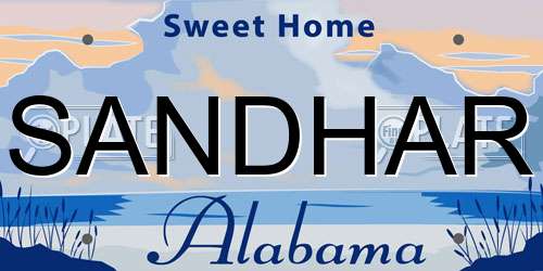 SANDHAR Alabama License Plate