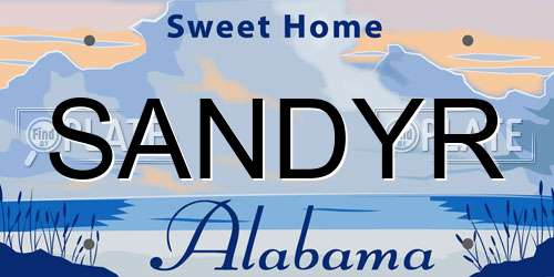 SANDYR Alabama License Plate