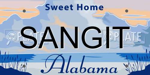 SANGIT Alabama License Plate