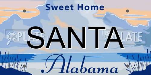 SANTA Alabama License Plate