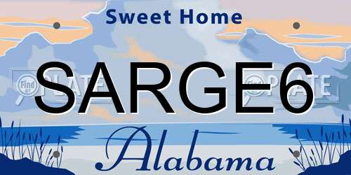 SARGE6 Alabama License Plate
