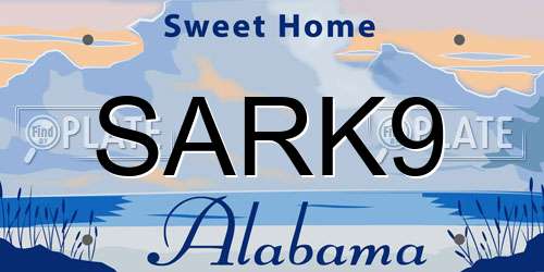 SARK9 Alabama License Plate